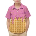thumbnail image 1 of MGDXOX Kids Short Sleeve Ice Cream Print Button Down Shirts Lightweight Breathable Fabric Spring Summer Fun Casual Wear Pink 3-4 years, 1 of 8