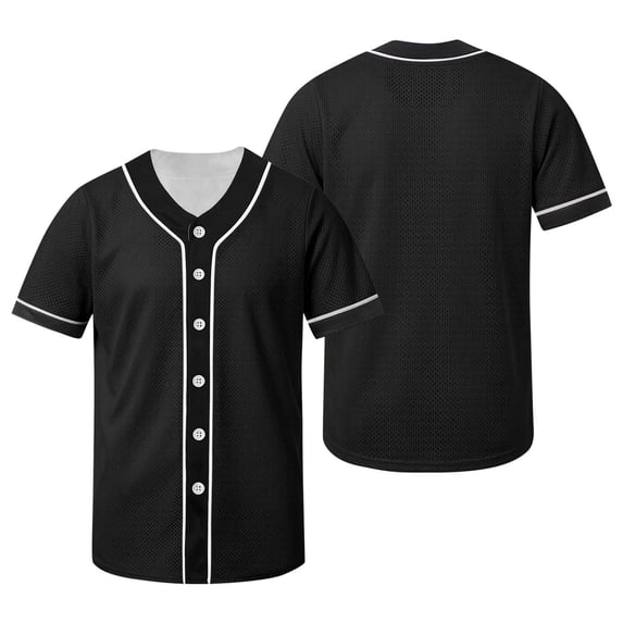 MGDXOX Kids Short Sleeve V Neck Baseball Jersey Button Up Front Breathable Mesh Fabric Spring Summer Sports Practice Casual Team Uniform Wear Black 160