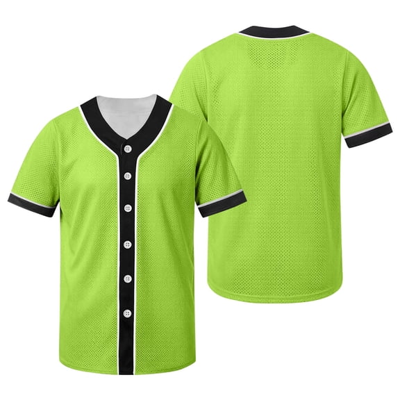 MGDXOX Kids Short Sleeve V Neck Baseball Jersey Button Up Front Breathable Mesh Fabric Spring Summer Sports Practice Casual Team Uniform Wear Green 100