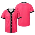 thumbnail image 1 of MGDXOX Kids Short Sleeve V Neck Baseball Jersey Button Up Front Breathable Mesh Fabric Spring Summer Sports Practice Casual Team Uniform Wear Watermelon Red 80, 1 of 6