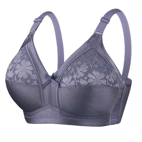 MGDXOX Lace Patchwork Plus Size Bras for Women No Underwire Push Up Adjustable Soft Comfort Wireless Everyday Tshirt Bra Blue 36