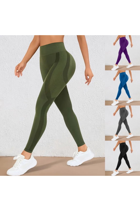 Leggings for Women Tummy Control Butt Lifting Yoga Pants Compression Workout Leggings Seamless High Waisted Tights Purple M