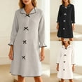 thumbnail image 1 of MGDXOX Long Sleeve Velvet Warm Nightgowns for Women V Neck Lapel Bow Nightshirts Winter Warm Cute Pullover Pajamas Sleep Dress Beige XL, 1 of 9