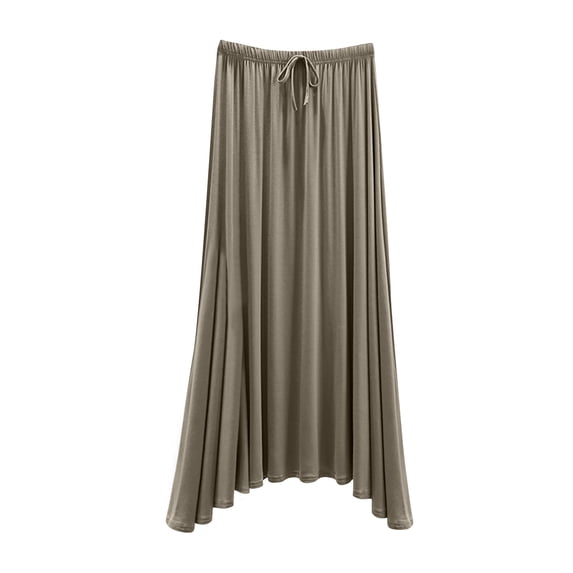 MGDXOX Maxi Skirts for Women Summer Modal Elastic High Waisted Drawstring A-Line Soft Flowy Skirt for Daily Loungewear Gray XL