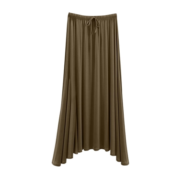 MGDXOX Maxi Skirts for Women Summer Modal Elastic High Waisted Drawstring A-Line Soft Flowy Skirt for Daily Loungewear Green XXL