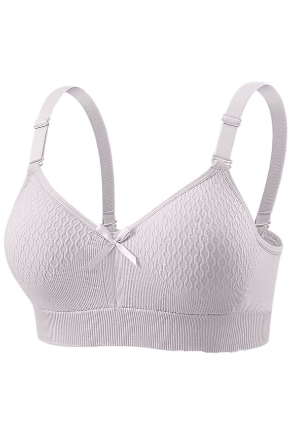 Medium Wide Adjustable Strap Smooth Solid V Neck Tiny Rhinestone Front Jelly Soft Support Lift Daily Bra Gray 34