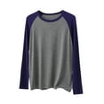thumbnail image 1 of MGDXOX Men's Long Sleeve Raglan Crew Neck Pajamas Fall Color Block Minimalist Patchwork Lightweight Loungewear Dark Blue XL, 1 of 5