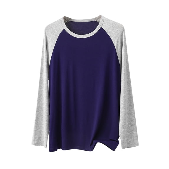 MGDXOX Men's Long Sleeve Raglan Crew Neck Pajamas Fall Color Block Minimalist Patchwork Lightweight Loungewear Gray XXL