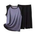 thumbnail image 1 of MGDXOX Men's Modal Pajama Sets Casual Sleeveless Crewneck Lightweight Tops and Shorts PJs Lounge Color Block Set 2 Pieces Black XXXXL, 1 of 3