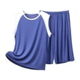 thumbnail image 1 of MGDXOX Men's Modal Pajama Sets Casual Sleeveless Crewneck Lightweight Tops and Shorts PJs Lounge Color Block Set 2 Pieces Blue XL, 1 of 3