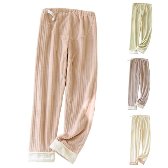 MGDXOX Pajama Pants Pregnant Women Comfy Warm Flannel Pajama Lounge Fleece Long Pants Sleepwear Home Pants with Pockets Pink XL