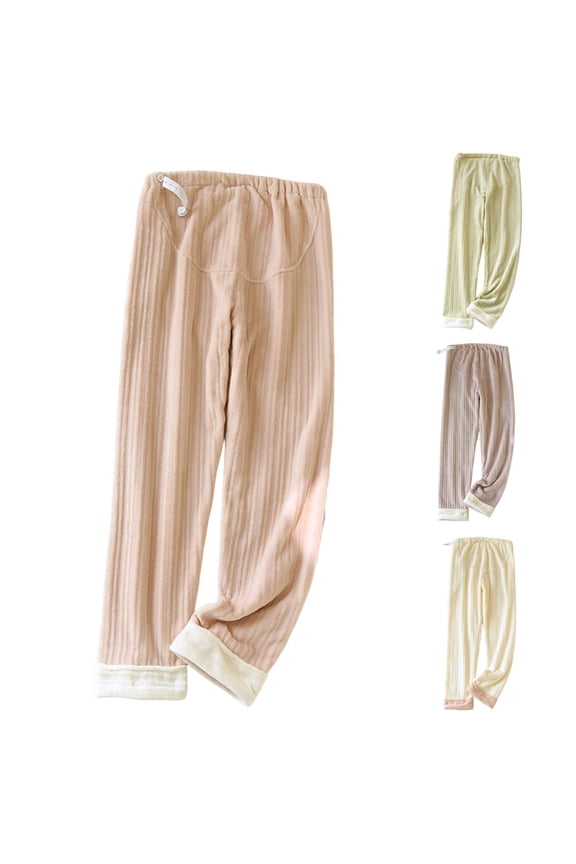 Pajama Pants Pregnant Women Comfy Warm Flannel Pajama Lounge Fleece Long Pants Sleepwear Home Pants with Pockets Pink XL
