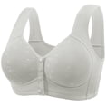 thumbnail image 1 of MGDXOX Plus Size Front Multi-button Floral Emboss V Neck Wide Vest Strap Wireless Breathable Maternity Nursing Bra Gray 42, 1 of 2