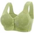 thumbnail image 1 of MGDXOX Plus Size Front Multi-button Floral Emboss V Neck Wide Vest Strap Wireless Breathable Maternity Nursing Bra Green 46, 1 of 2
