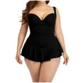 thumbnail image 1 of MGDXOX Plus Size Swim Dress One Piece Bathing Suit Romper Swimsuits Tummy Control Modest Swimwear Swimdress for Women Black L, 1 of 3