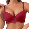 thumbnail image 1 of MGDXOX Push Up Bra for Women Underwire Lace Padded Lingerie Adjustable Lift Bra Plus Size Everyday Solid Bras Red 70C, 1 of 5