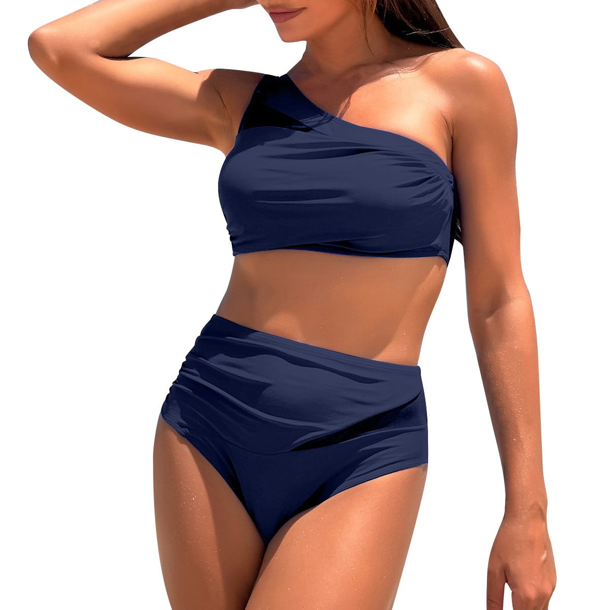 MGDXOX Women One Shoulder One Piece Swimsuits Full Coverage Cutout