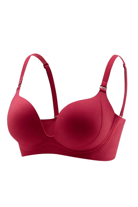 Seamless Bras for Women No Underwire Smooth Lift Comfort Bralette Push Up Adjustable Strap Breathable Everyday Bra Red S