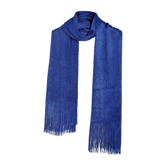 MGDXOX Shimmer Metallic Scarf with Fringe for Women Evening Party Dress Wrap Soft Lightweight Long Scarf Elegant Formal Event Accessory Gift Blue Free Size