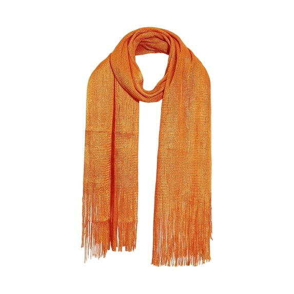MGDXOX Shimmer Metallic Scarf with Fringe for Women Evening Party Dress Wrap Soft Lightweight Long Scarf Elegant Formal Event Accessory Gift Orange Free Size