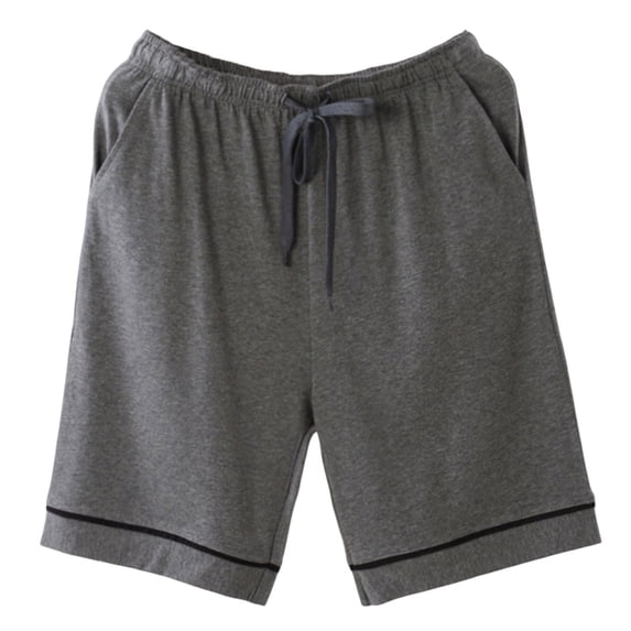 MGDXOX Shorts for Men Cotton Pajama Pants Loose Fit Casual Elastic Waist Drawstring Lounge Sleep Bottoms with Pockets Dark Gray L
