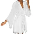 thumbnail image 1 of MGDXOX Silky Satin Robe for Women Lightweight Short Kimono Pajamas Lace Lingerie Bride Bridesmaids Sleepwear Soft Nightgown White M, 1 of 5