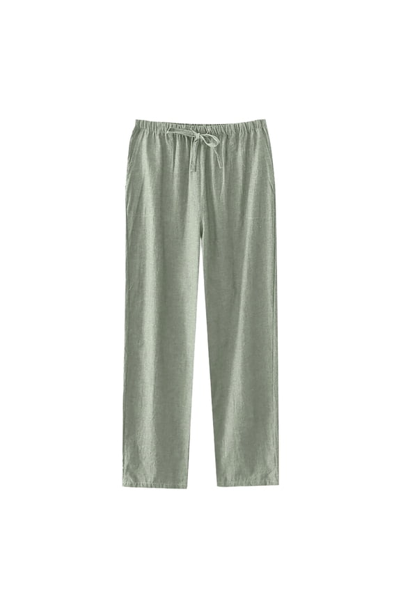 Sleep Pants for Men Lightweight Drawstring Elastic Waist Lounge Pajama Bottoms Casual Baggy Straight Leg Soft Clothes Green M