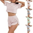 thumbnail image 1 of MGDXOX Split Short Breathable Home Wear Pajama Set Women's Striped Tee Shirts and Shorts Pajamas Set Two Piece Pajamas Sets Pink XXL, 1 of 4