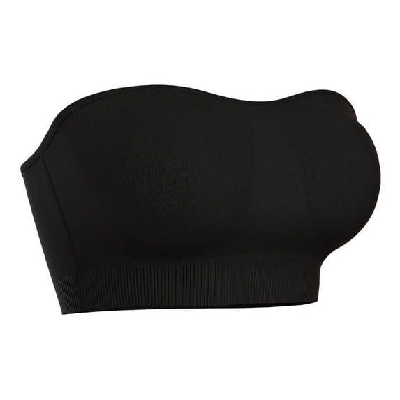 MGDXOX Strapless Bras for Women Push Up Supportive Bandeau Bra Seamless Non Slip Wireless Padded Tube Top Black M
