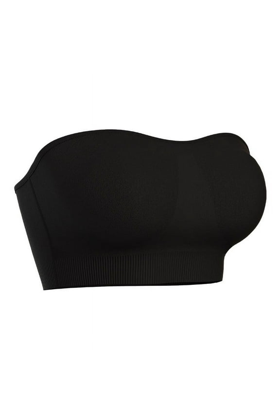 Strapless Bras for Women Push Up Supportive Bandeau Bra Seamless Non Slip Wireless Padded Tube Top Black XL