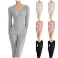 thumbnail image 1 of MGDXOX Thermal Underwear for Women Long Soft Casual Base Layer Sets Ribbed Warm Winter Pajamas for Cold Weather Gray Free Size, 1 of 4
