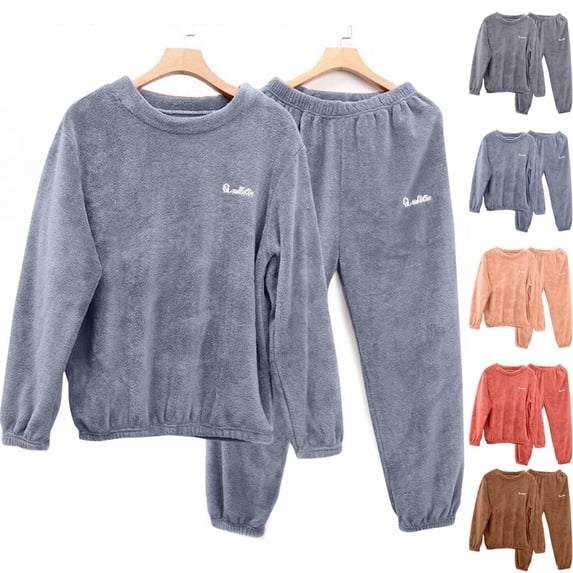MGDXOX Thick Fleece Pajamas for Man Soft Warm Plush Pullover Tops Sleep Pants 2 Piece Loungewear Winter Sleepwear Yellow L