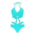 thumbnail image 1 of MGDXOX Two Piece Bikini Sets for Women High Waisted Bikini Push Up Swimsuit Halter Wrap Criss Cross Bathing Suit Mint Green XXL, 1 of 4