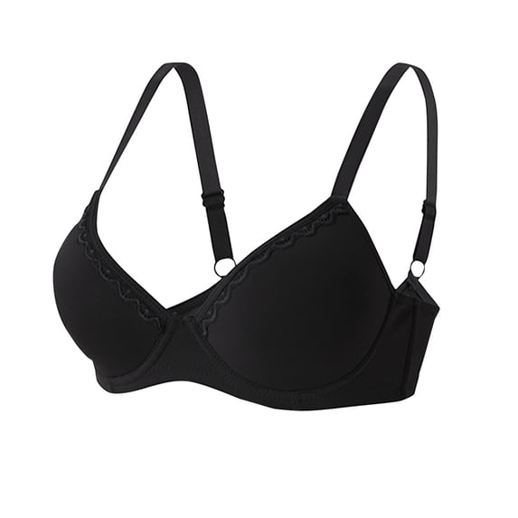 MGDXOX Underwire Bras for Women Push Up Supportive Seamless Adjustable Straps Bralettes Breathable Soft Half-Coverage Brassiere Black L