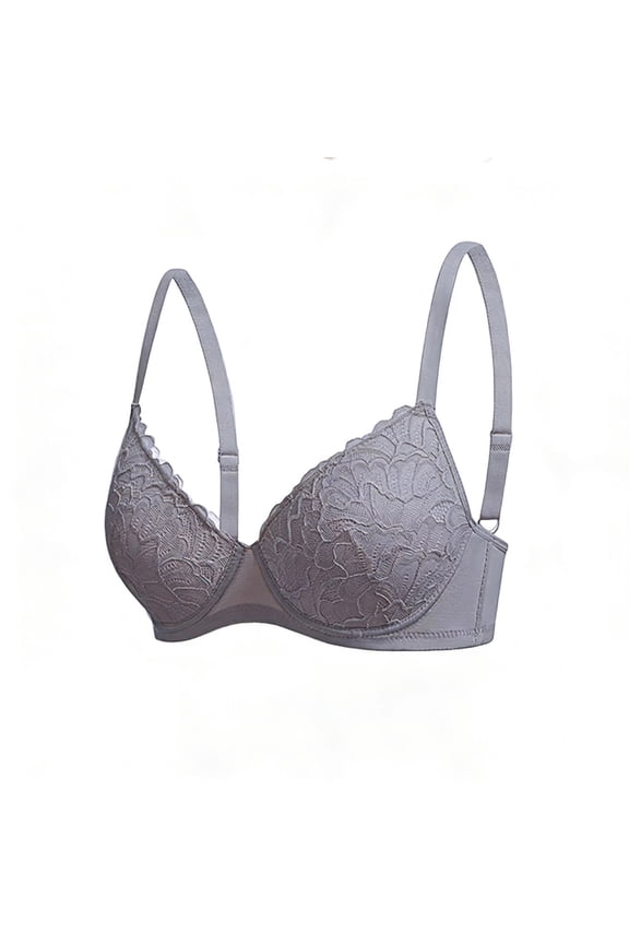 Underwire Bras for Women Soft Push up Bra Comfort Full Coverage Bralettes Smooth Everyday Bra Unlined Seamless Bras Gray M