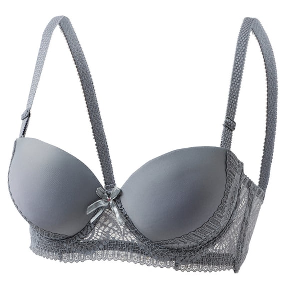 MGDXOX Underwire Push Up Lace Bras for Women Seamless Full Coverage Comfortable Adjustable Straps Everyday Bra Gray 40