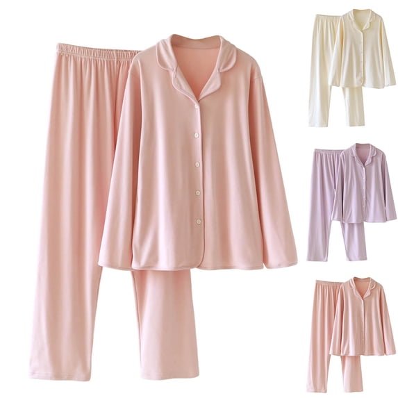 MGDXOX Velvet Sets for Women Winter Fall Match Thermal Fuzzy Trousers Pants Button Pajamas PJ Sets Women 2025 Pink M