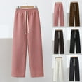 thumbnail image 1 of MGDXOX Waffle Knit Wide Leg Sweatpants Women Oversized High Waist Baggy Sweatpants Lightweight Breathable Flowy Lounge Pants White XL, 1 of 8