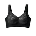 thumbnail image 1 of MGDXOX Women Floral Mesh Seamless Wireless Bra Wide Adjustable Straps Removable Pads Everyday Sleep Support Bra Black L, 1 of 6