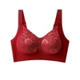 thumbnail image 1 of MGDXOX Women Floral Mesh Seamless Wireless Bra Wide Adjustable Straps Removable Pads Everyday Sleep Support Bra Red L, 1 of 6
