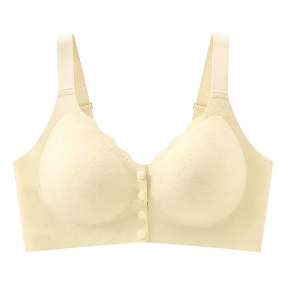 MGDXOX Women Front Multi Button Ribbed Maternity Nursing Bra Wide Adjustable Straps Plus Size Full Coverage Soft Comfort Bra Beige XXXL