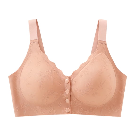 MGDXOX Women Front Multi Button Ribbed Maternity Nursing Bra Wide Adjustable Straps Plus Size Full Coverage Soft Comfort Bra Pink XL