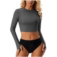 thumbnail image 1 of MGDXOX Women's 2 Piece Long Sleeve Rash Guard Swimsuit UPF 50+ Cropped Rashguard Top with High Waisted Bottom Athletic Swimwear for Surfing Diving Gray XL, 1 of 6