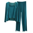 thumbnail image 1 of MGDXOX Women's 3 Piece Pajama Set Modal Cardigan Tank Top and Loose Pants Soft Cozy Comfy Solid Color Loungewear Sets Green L, 1 of 5