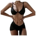 thumbnail image 1 of MGDXOX Women's 3 Piece Swimsuit Set Push Up Bikini Top with Adjustable Straps Sheer Wrap Cover Up & High-Cut Bottom Black XL, 1 of 8