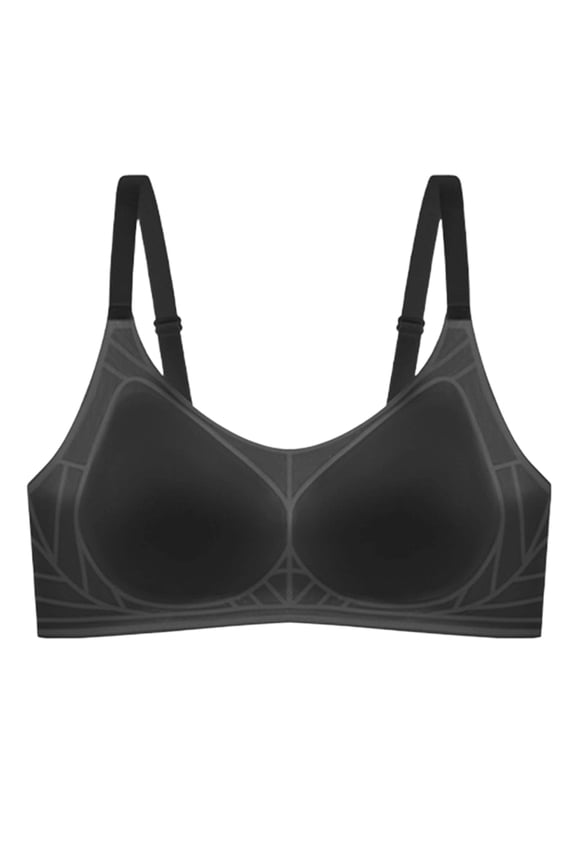 Women's 3D Mesh Side Support Seamless Wireless Minimizer Bra, Wide Adjustable Strap Full Cup Cooling Comfort Bra for Large Bust Black S