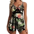 thumbnail image 1 of MGDXOX Women's Bathing Suits Two Piece Floral Swimsuits Tummy Control Modest Tankini with Shorts Flowy Cut Out Swim Dresses Army Green XXL, 1 of 6