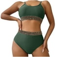 thumbnail image 1 of MGDXOX Women's Bikini Sets High Waisted Tummy Control Full Coverage Modest Swimsuit Solid Ruched Sporty 2 Piece Bathing Suits Green M, 1 of 5