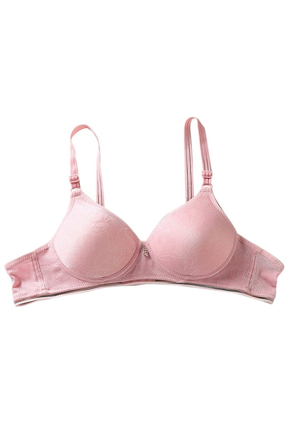 Women's Bras Push Up Wirefree Adjustable Strap Comfort Bra Thin Comfort Full Coverage High Support Brassiere with Hook Pink M