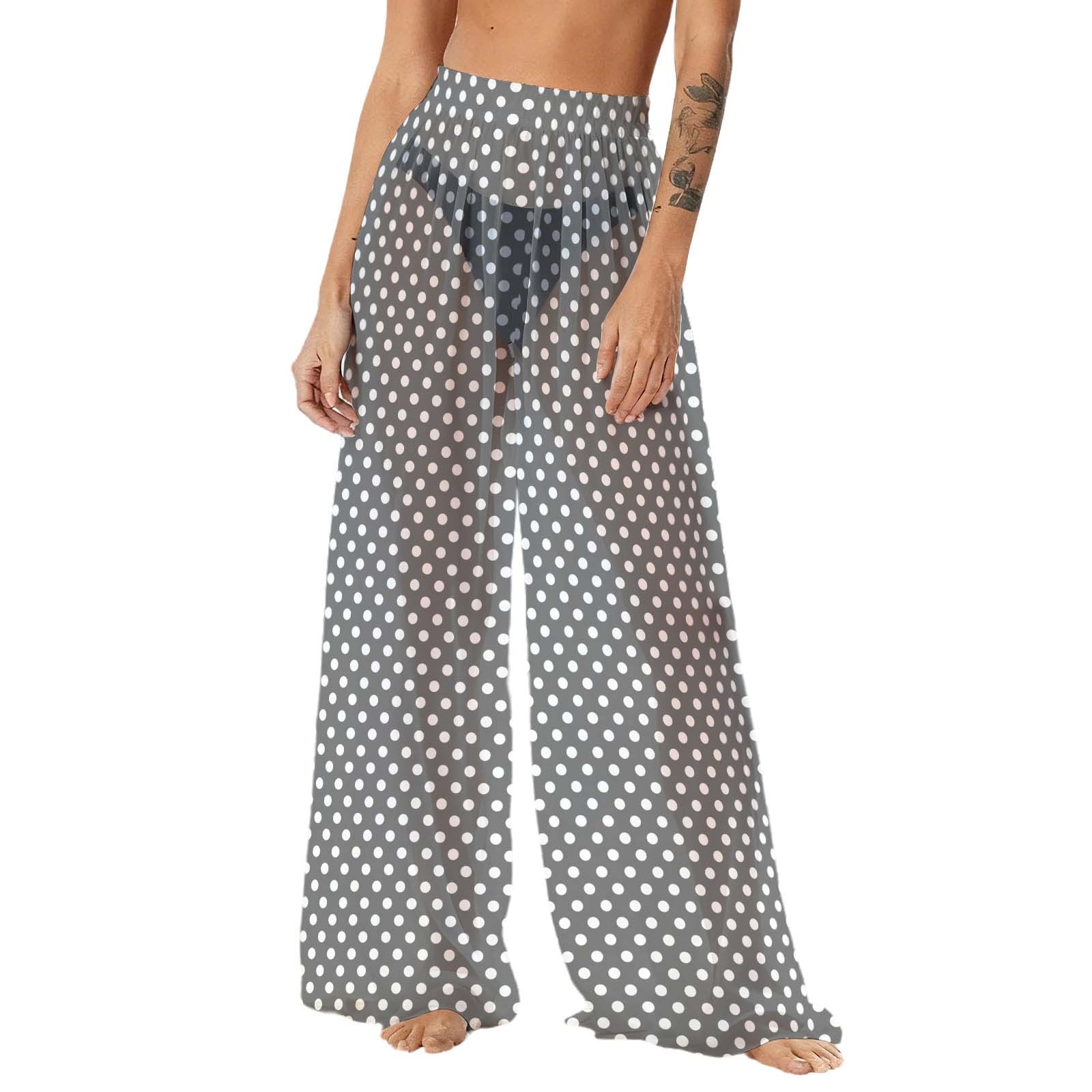 MGDXOX Women's Cover Up Pants See Through Sheer Mesh Chiffon Beach ...